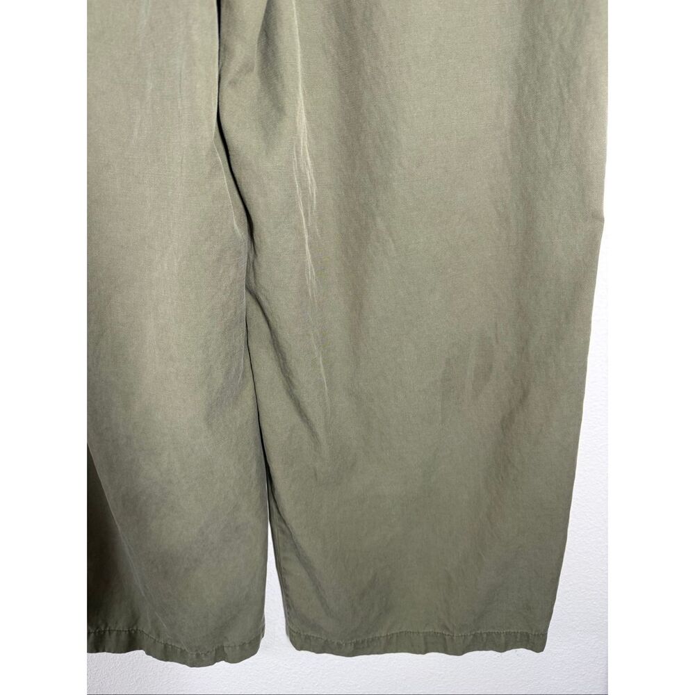 Madewell Wide Leg Crop Pants Women Size 14 Green Lyocell Linen Cotton High Rise - Picture 7 of 16